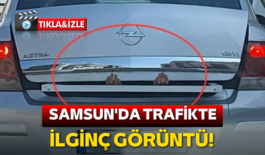 Samsun'da trafikte ilginç görüntü! Bagaj kapağı için tehlikeli çözüm