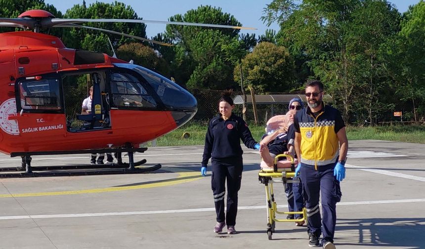 Samsun'da kalp krizi geçiren hastanın imdadına ambulans helikopter yetişti!