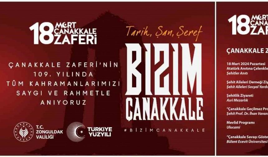 Zonguldak’ta Çanakkale Zaferi’nin 109. Yıldönümünde şehitler anılacak