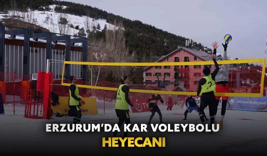 Erzurum’da kar voleybolu heyecanı
