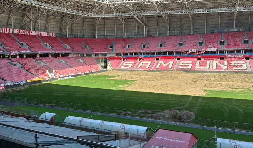 Samsunspor'un stadının zeminine ısıtma ve soğutma tesisatı döşeniyor
