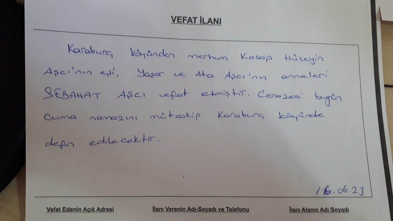 Bafra'da Vefat Edenler