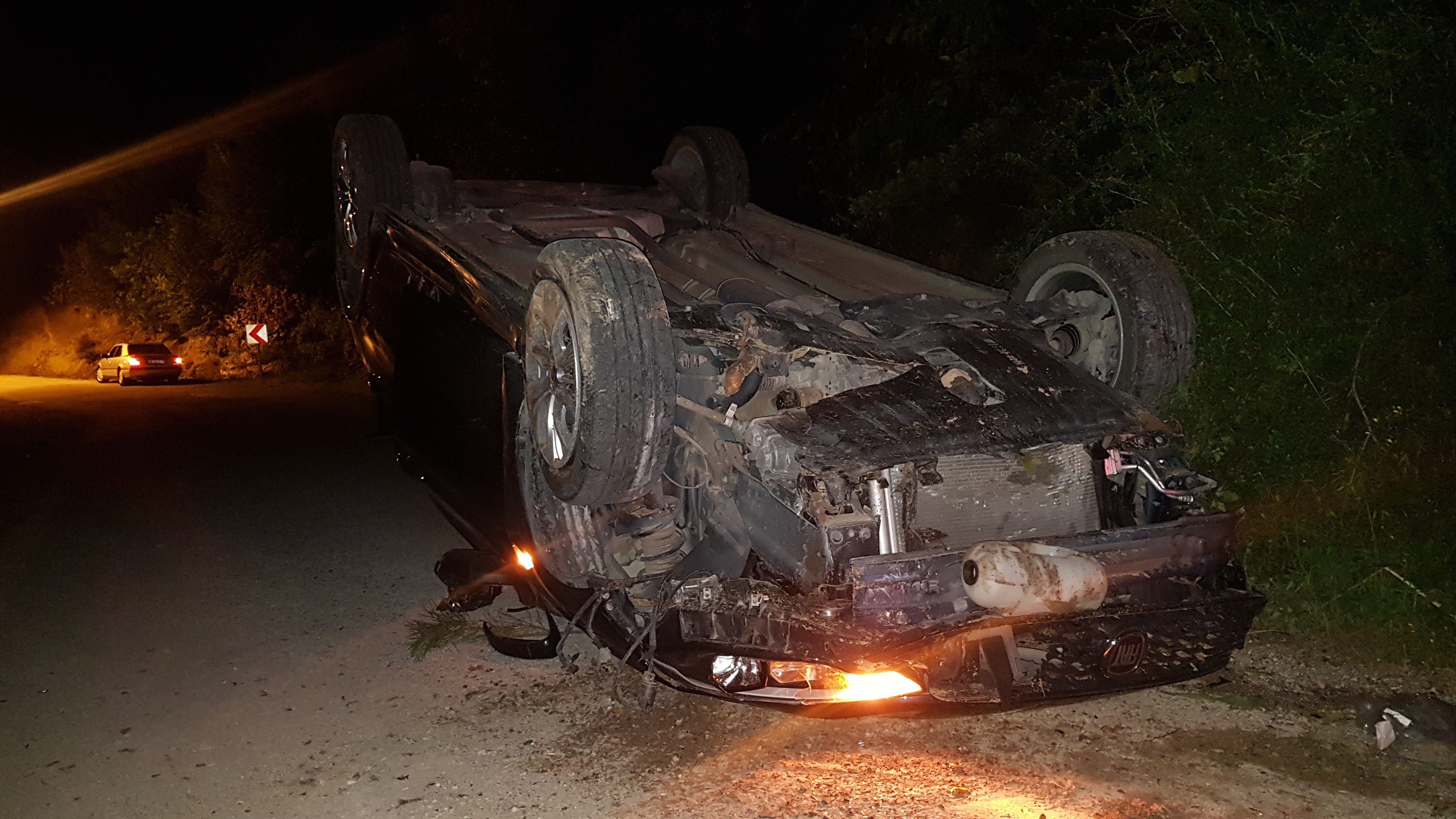 Karabük'te ters dönen otomobilin sürücüsü yaralandı