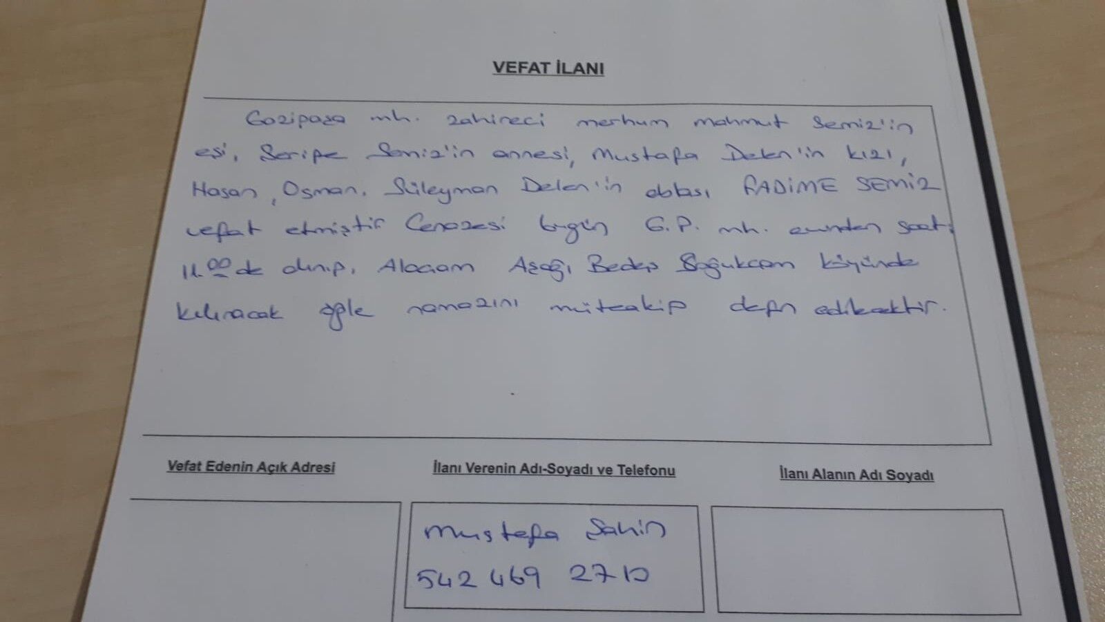 Bafra'da Vefat Edenler