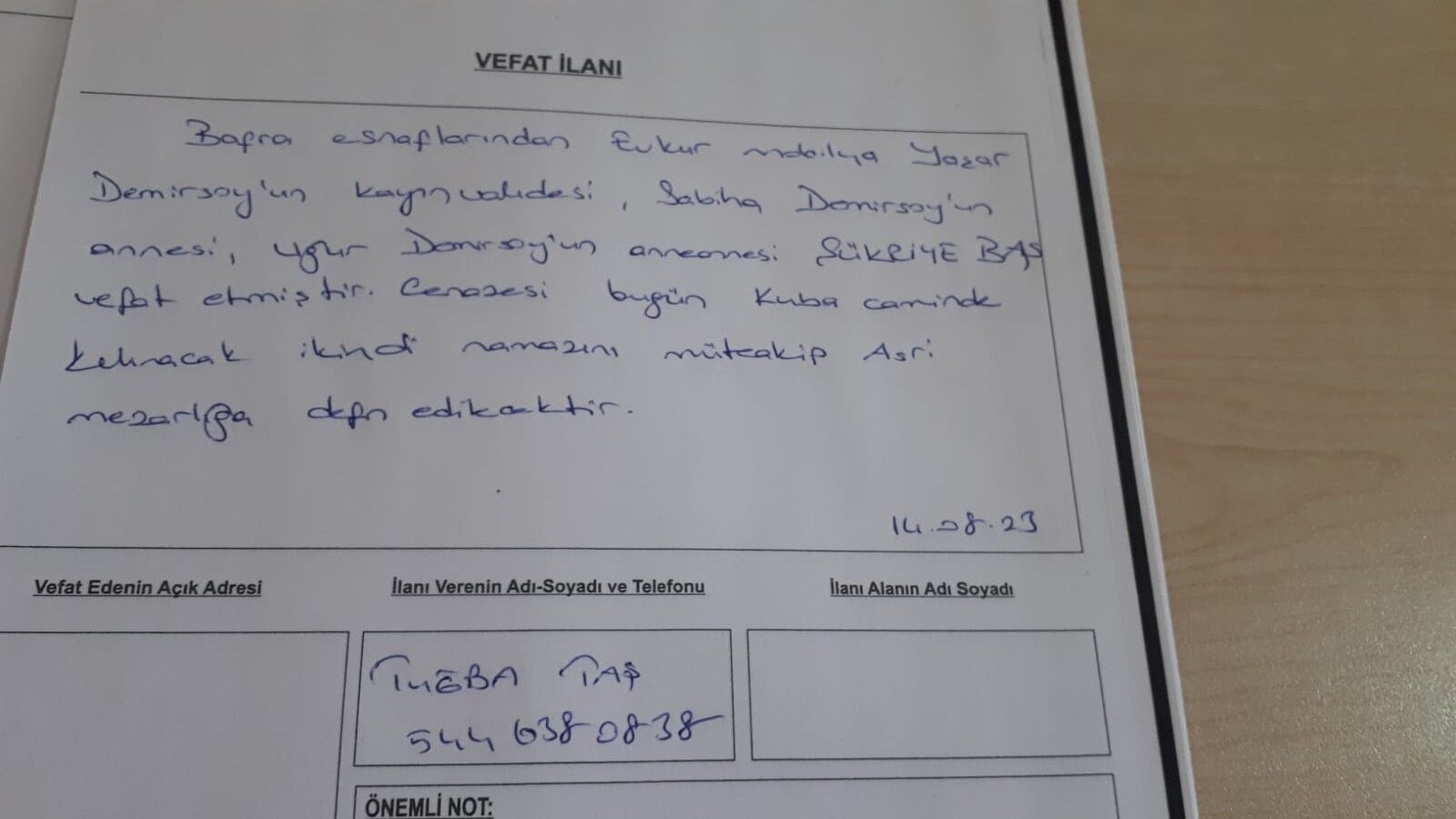 Bafra'da Vefat Edenler
