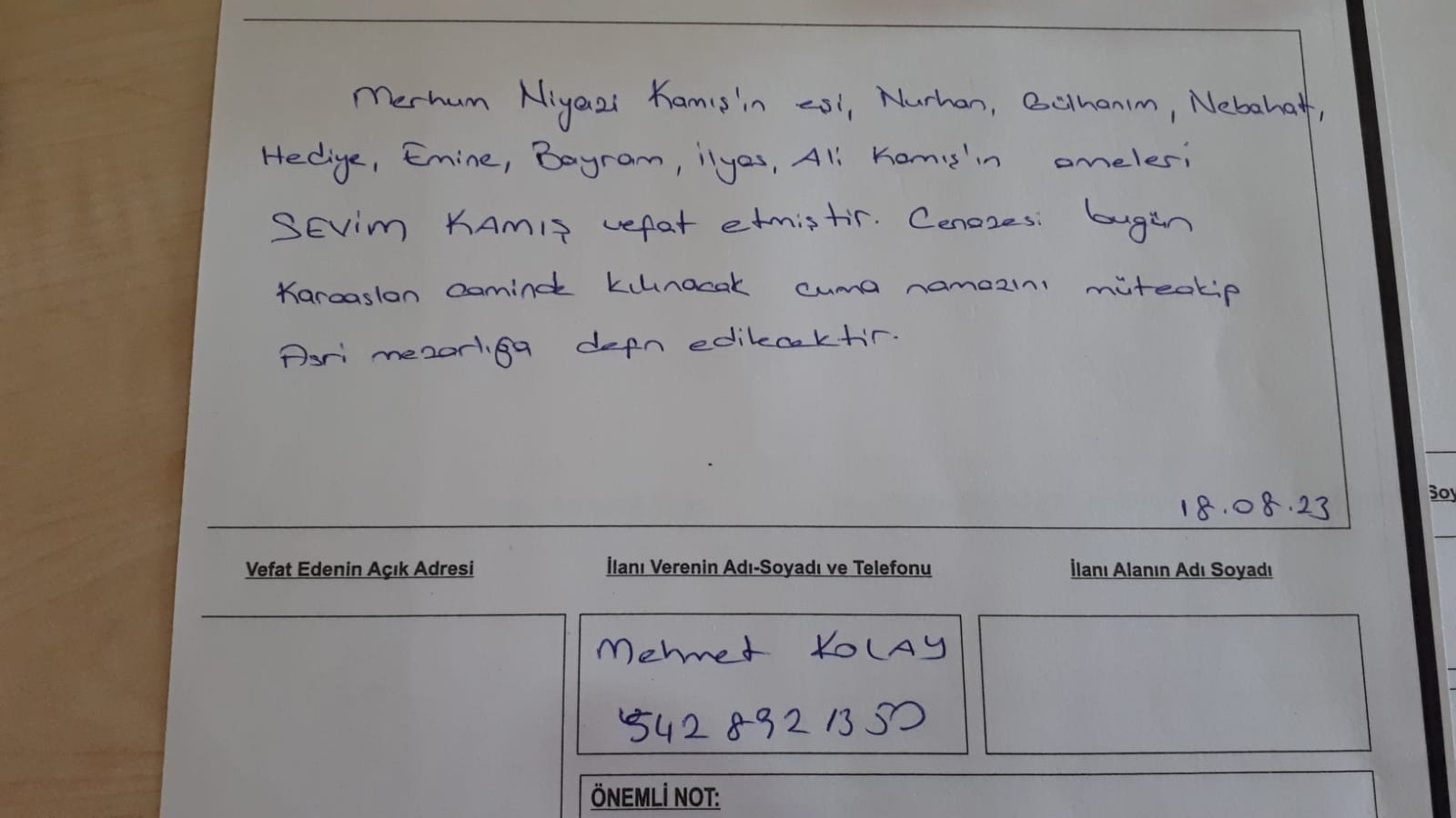 Bafra'da Vefat Edenler