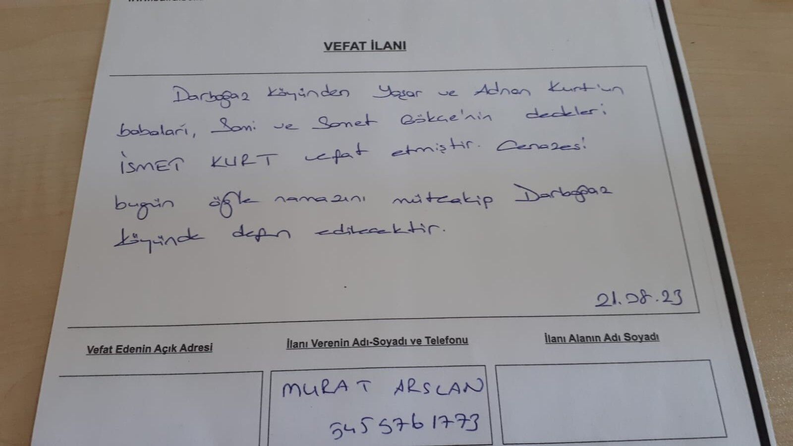 Bafra'da Vefat Edenler