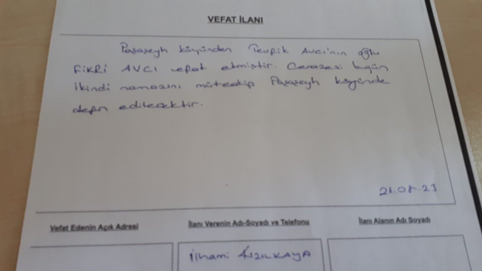 Bafra'da Vefat Edenler