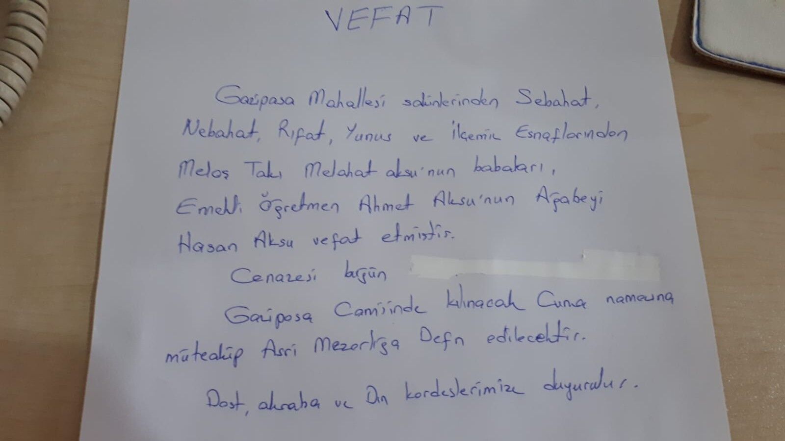 11  Ağustos 2023 Bugün Bafra'da vefat edenler