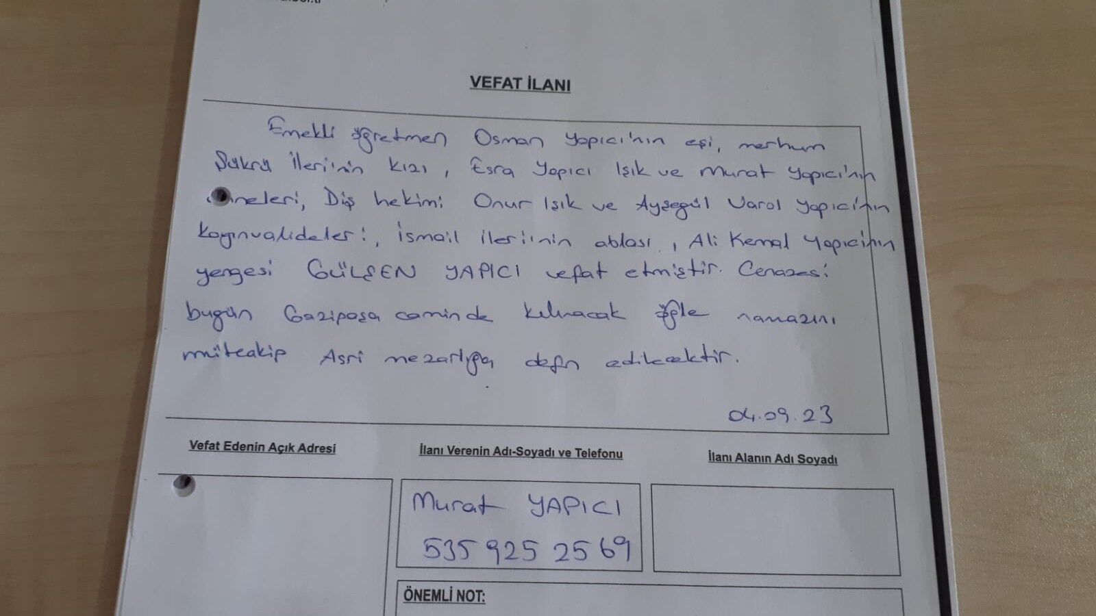 Bafra'da Vefat Edenler