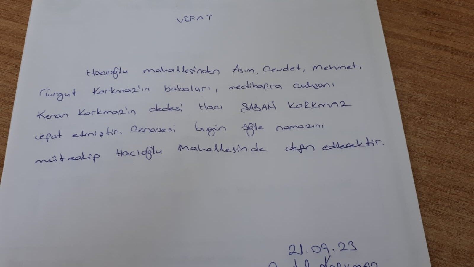 Bafra'da Vefat Edenler