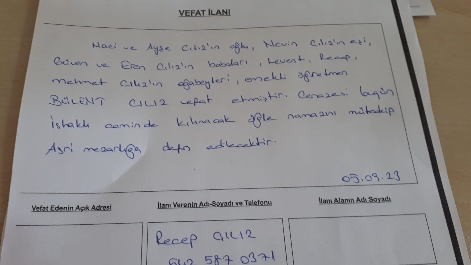 Bafra'da Vefat Edenler