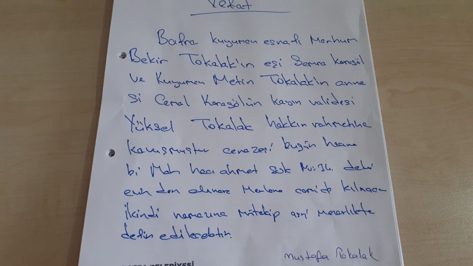 Bafra'da Vefat Edenler