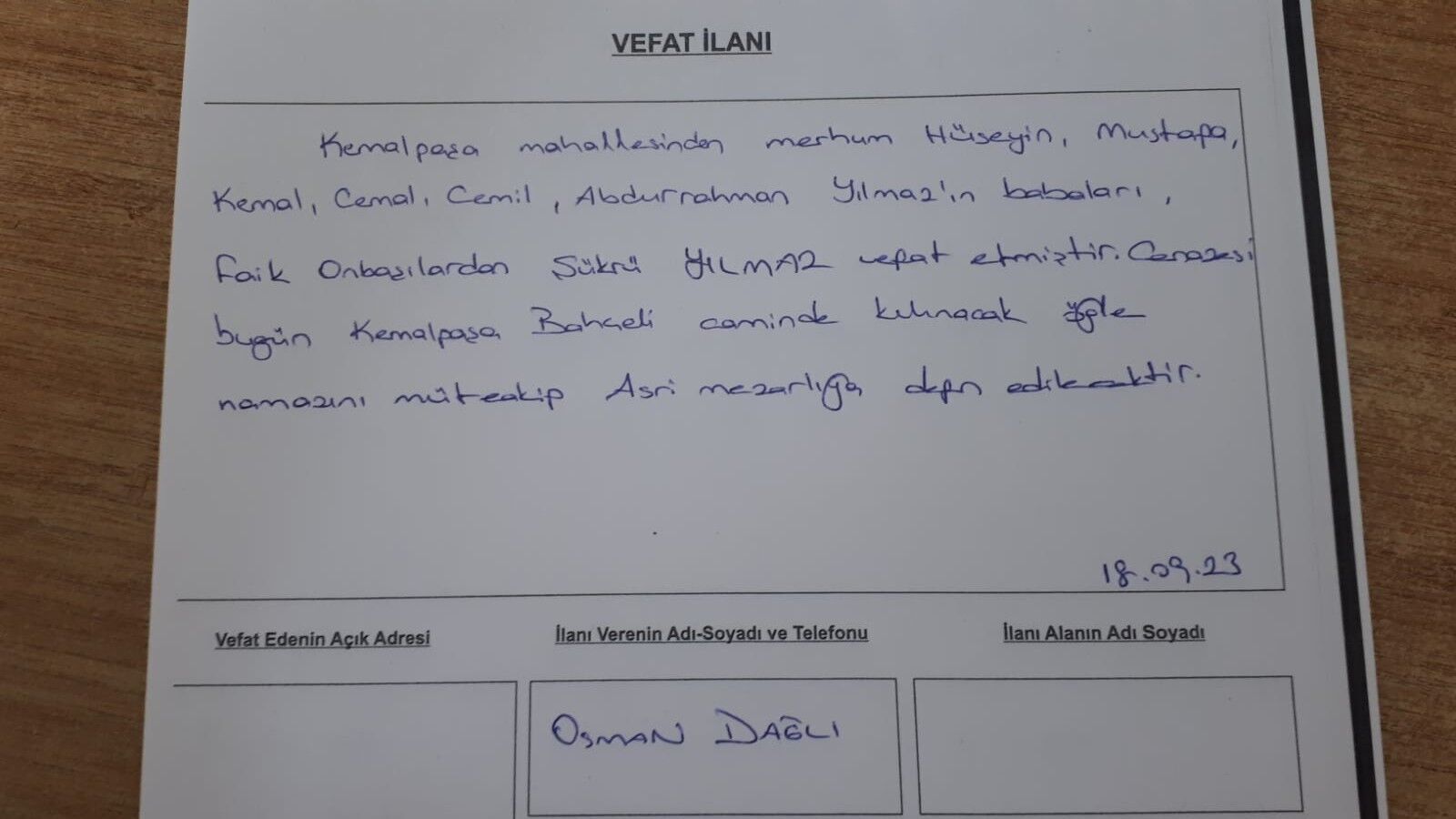  Bafra'da vefat edenler