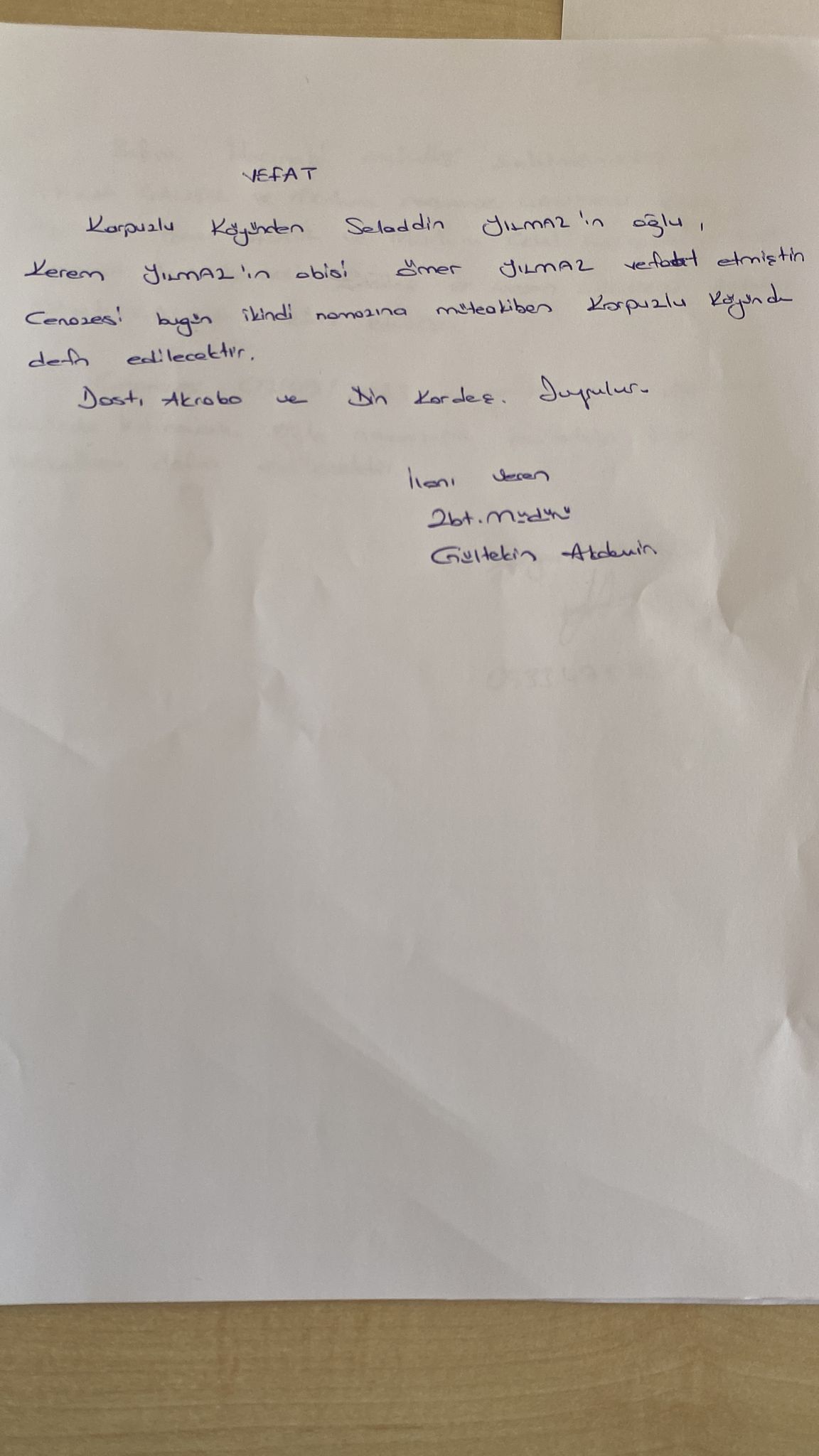 Bafra'da Vefat Edenler