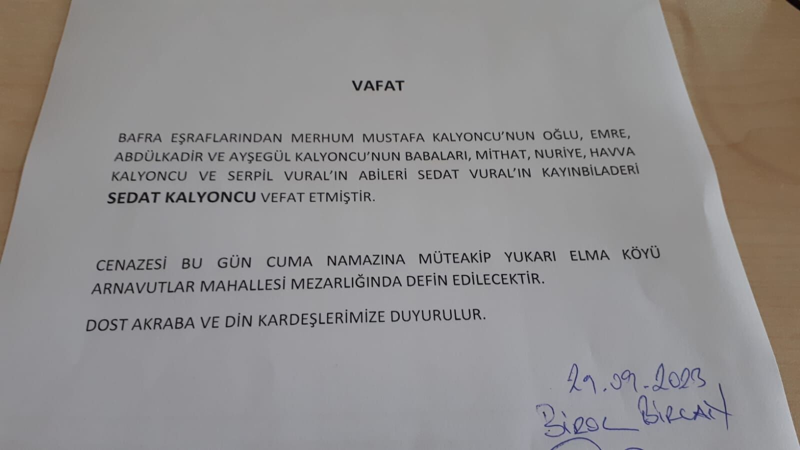 Bafra'da Vefat Edenler