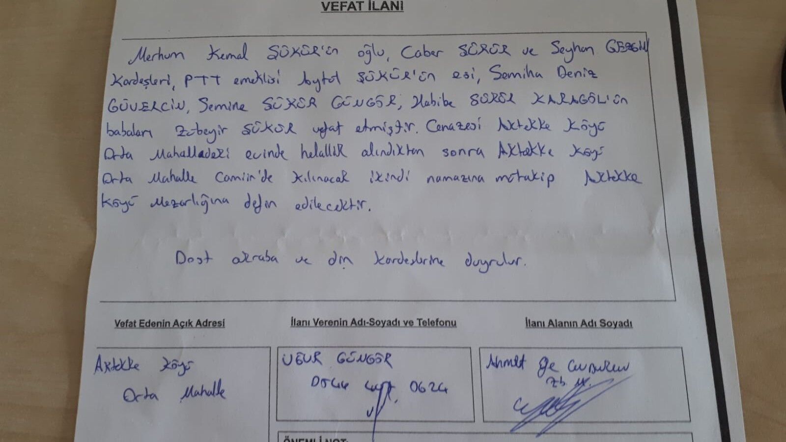 Bafra'da Vefat Edenler