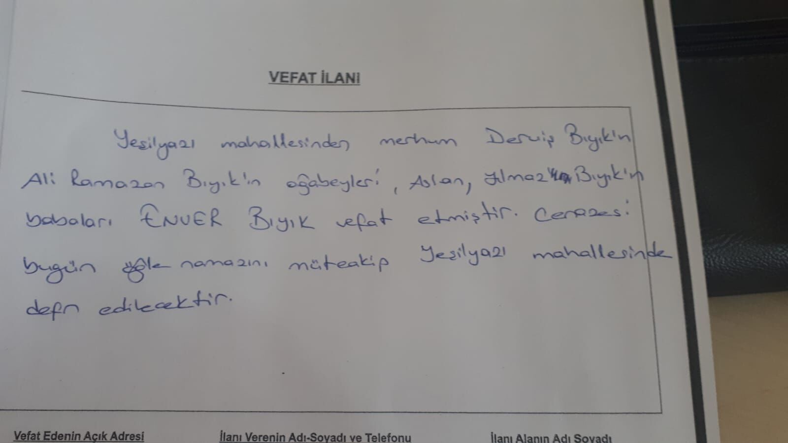Bafra'da Vefat Edenler
