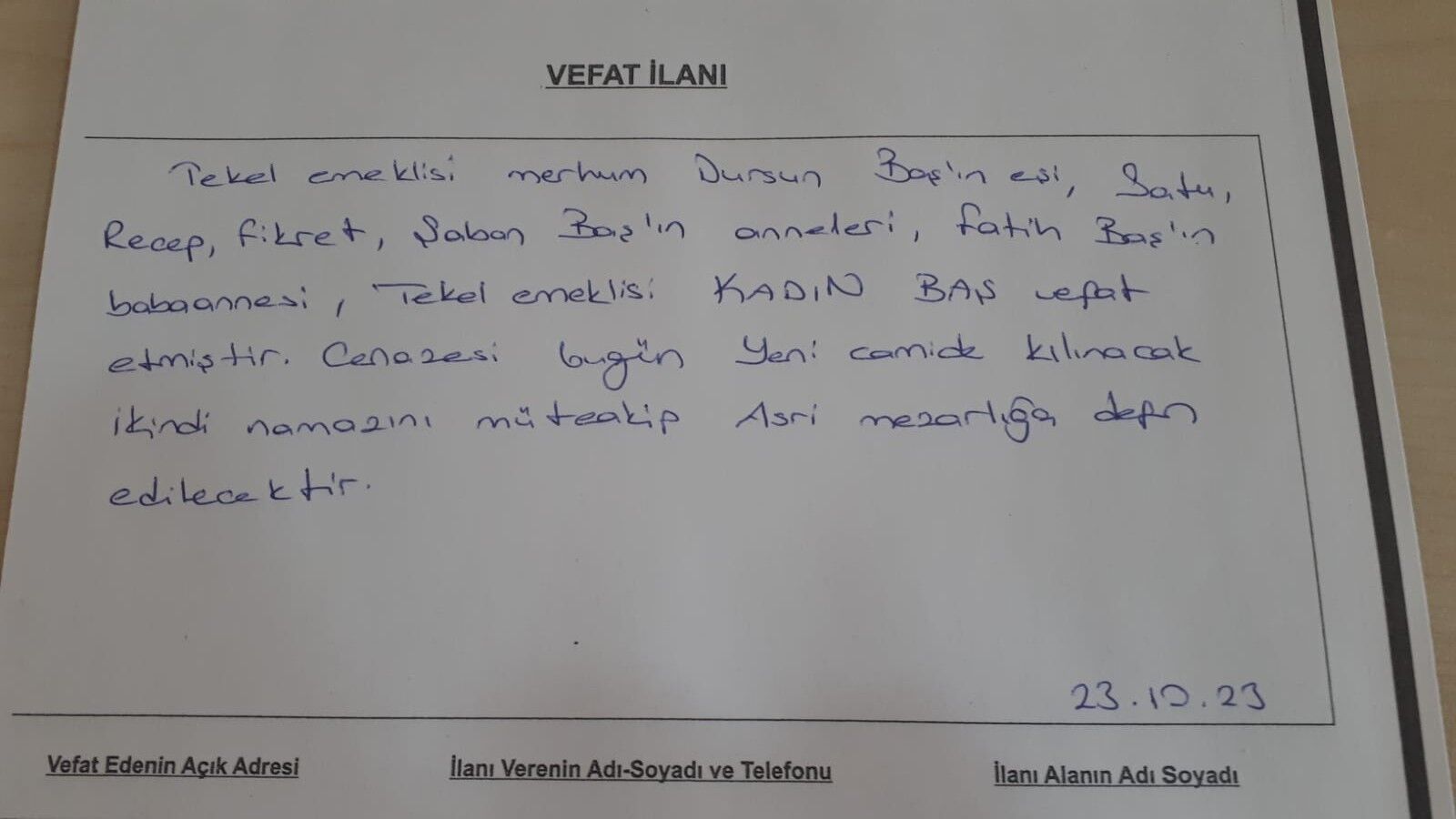 Bafra'da Vefat Edenler