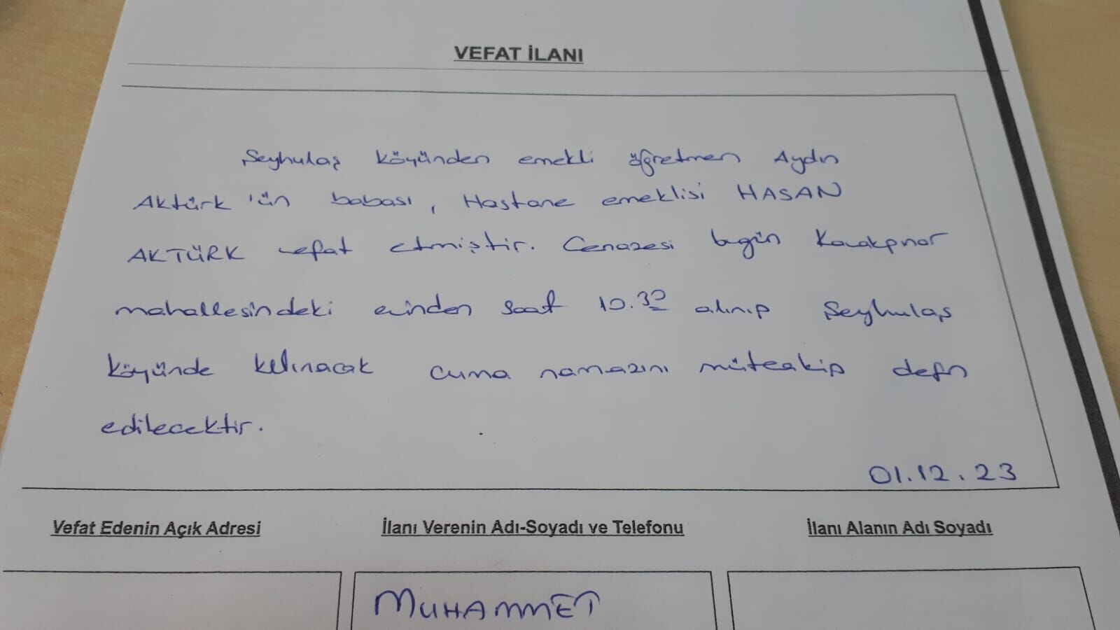 Bafra'da Vefat Edenler