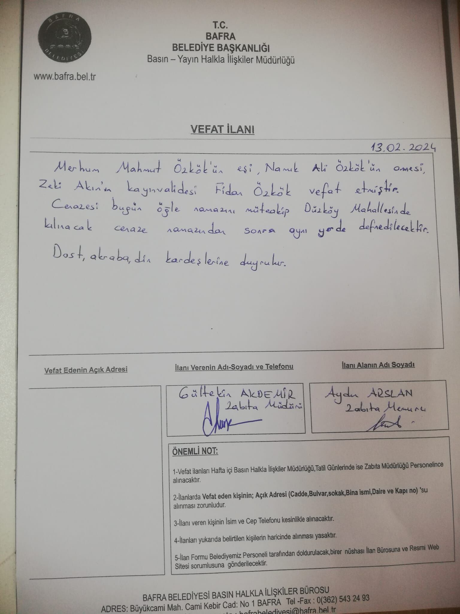 Vefat Ilan Bafra (1)
