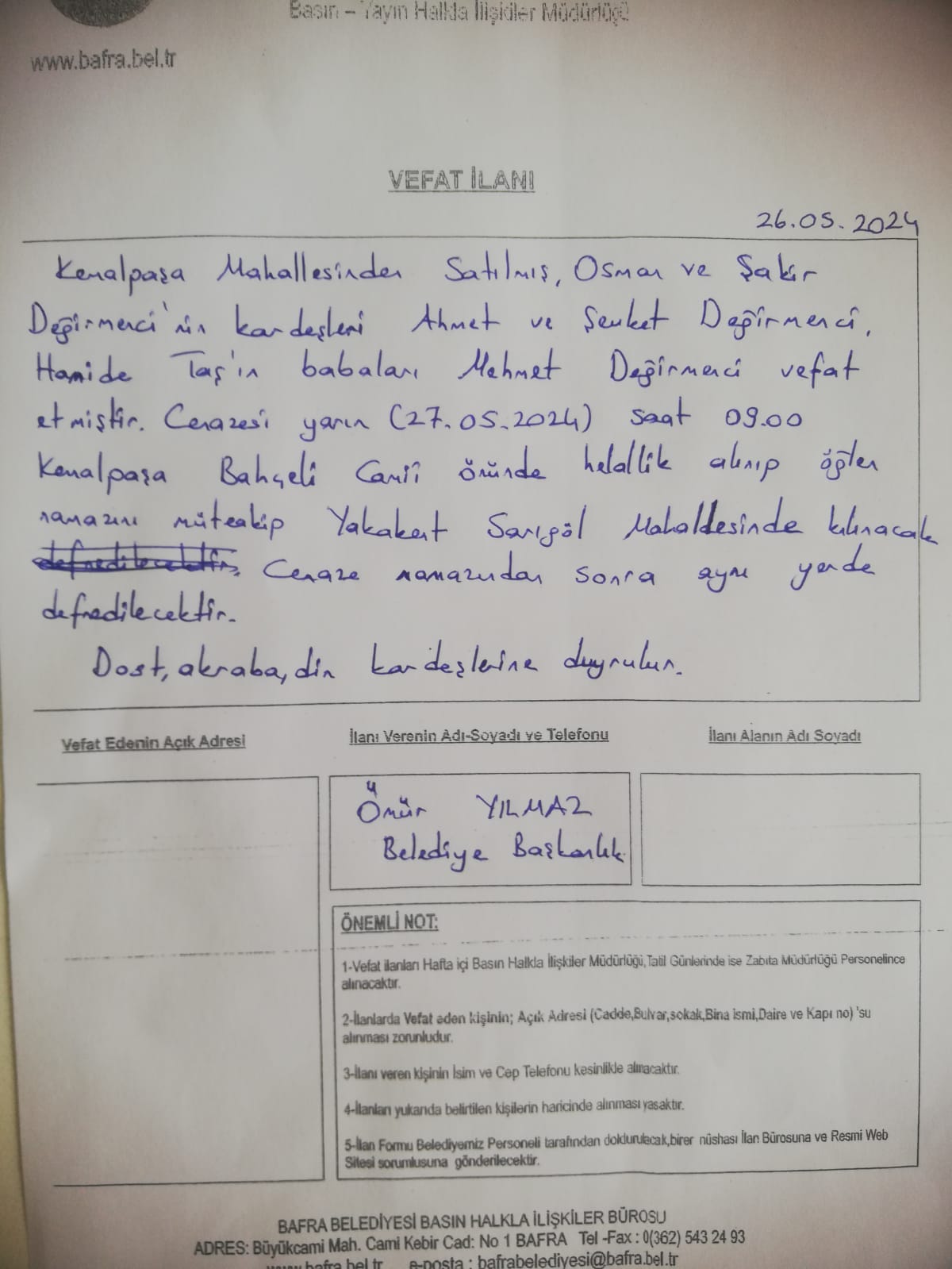 Bafra Vefat Ilanı (4)