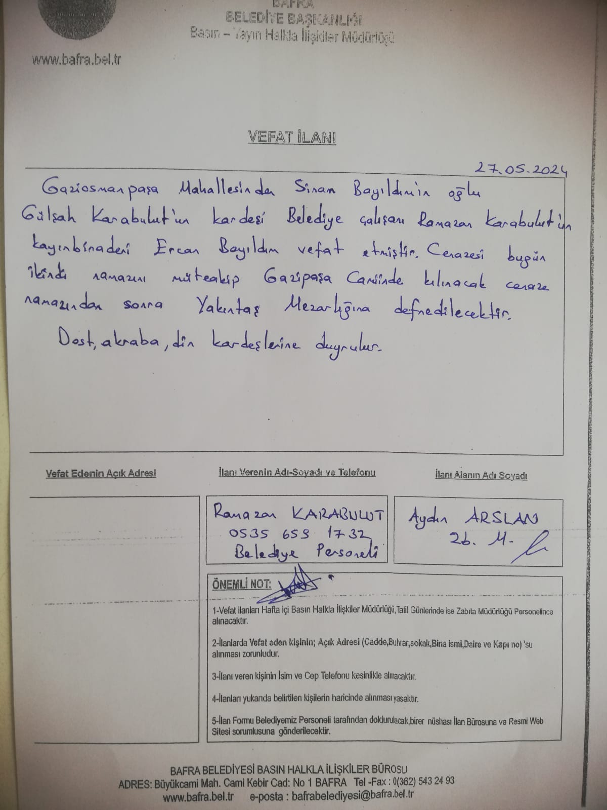 Bafra Vefat Ilanı (5)