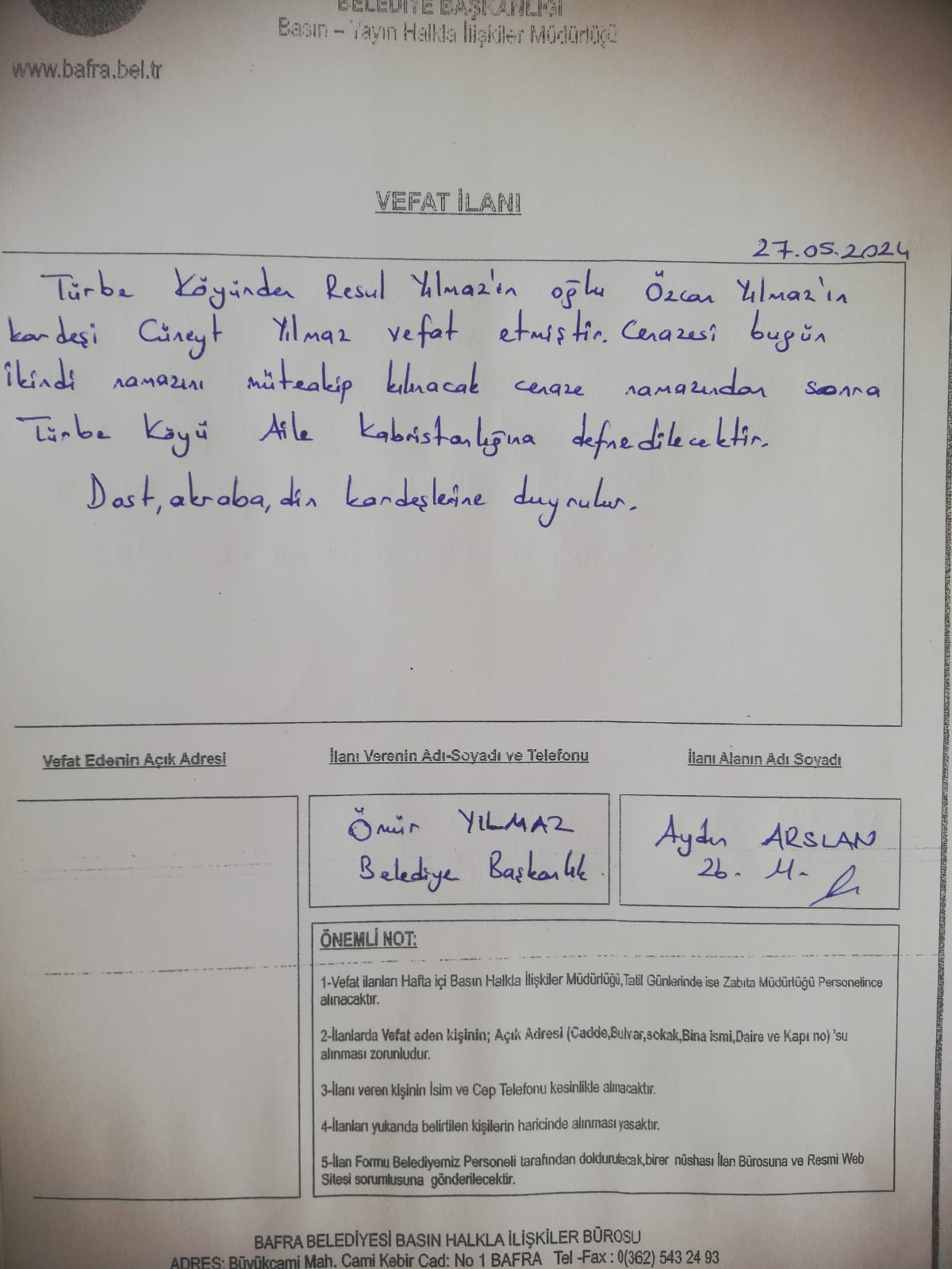 Bafra Vefat Ilanı (6)