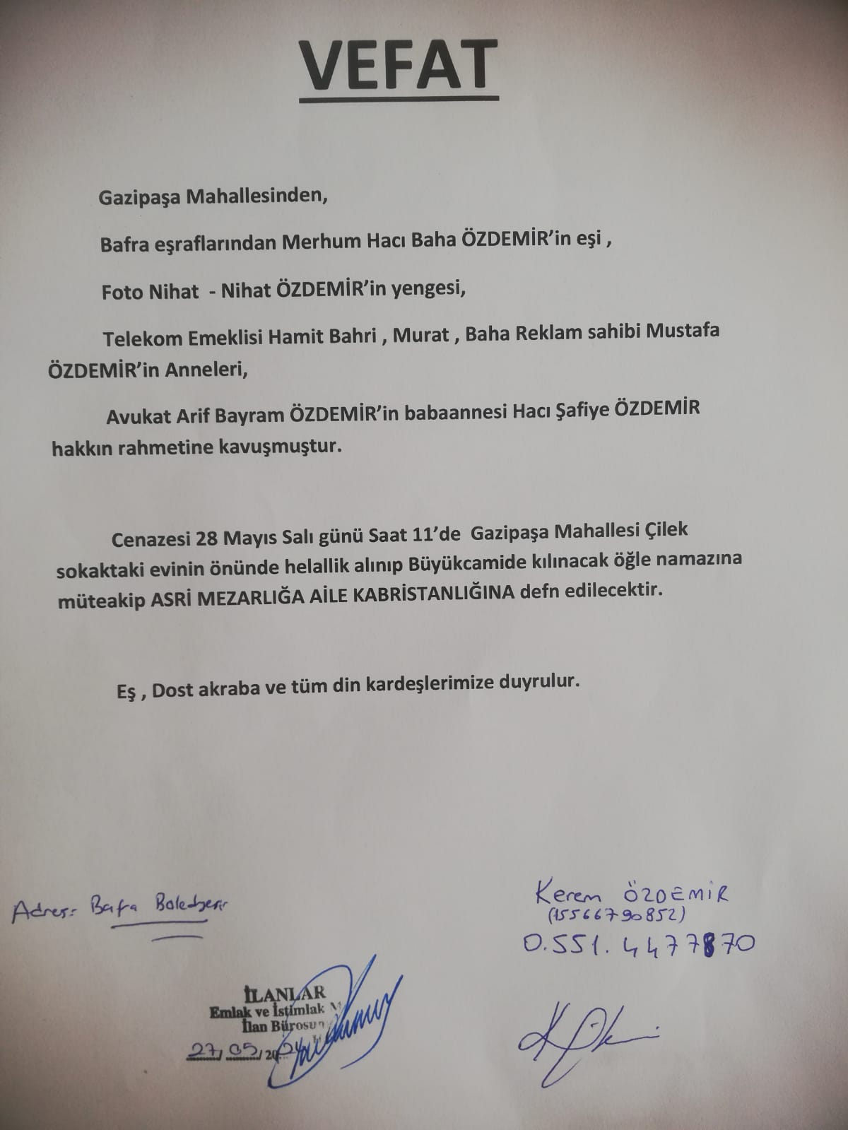 Bafra Vefat Ilanlar (2)