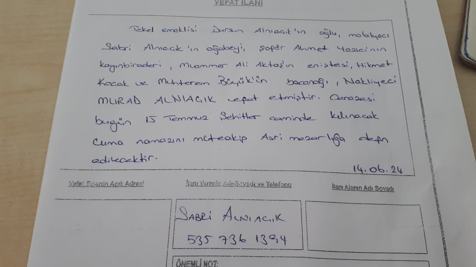 Bafra Vefat Ilan Habe (1)