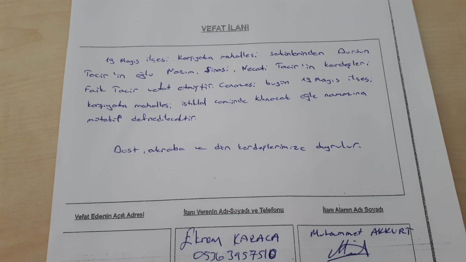 Vefat Bafra Ilan (3)
