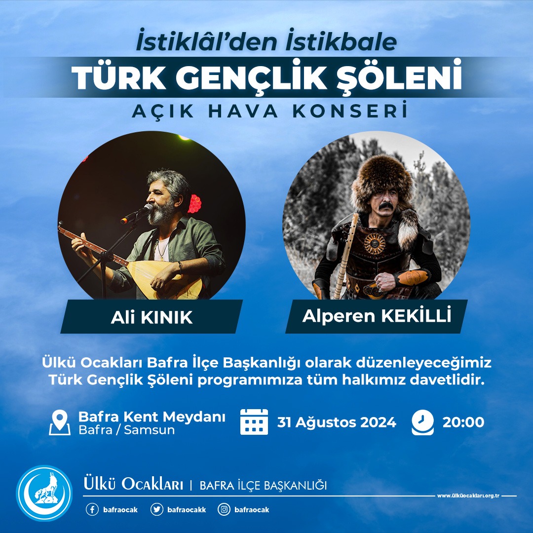 Bafra Ülkü Ocakları İlçe Başkanlığından İstiklal'den İstikbale Türk Gençlik Şöleni