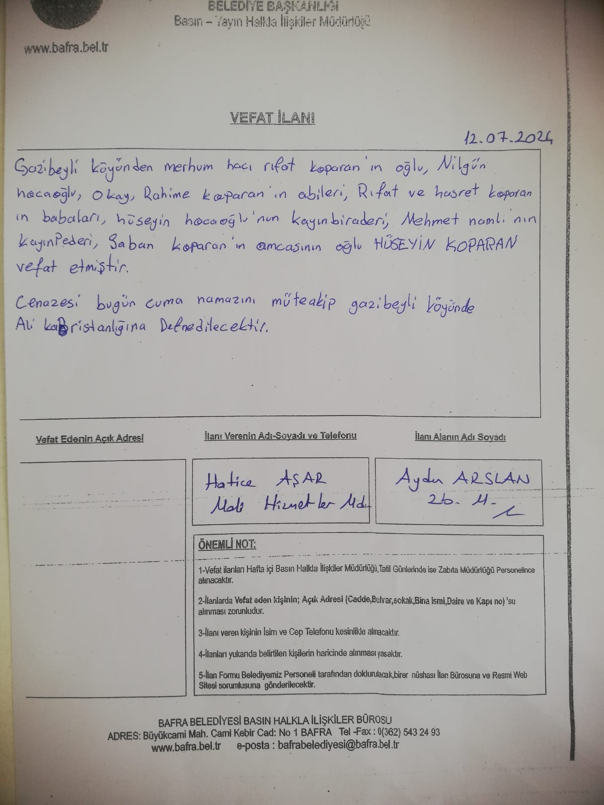 Ilan Haber Samsun Bafra (1)