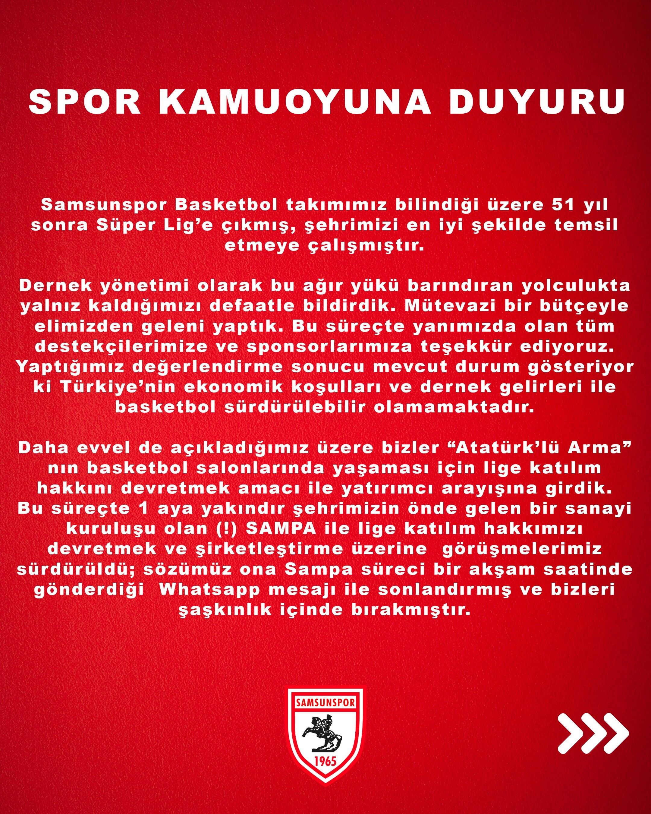 Samsunspor’dan Sampa’ya Tepki “Bizleri Şaşkınlık Içinde Bıraktı” (1)
