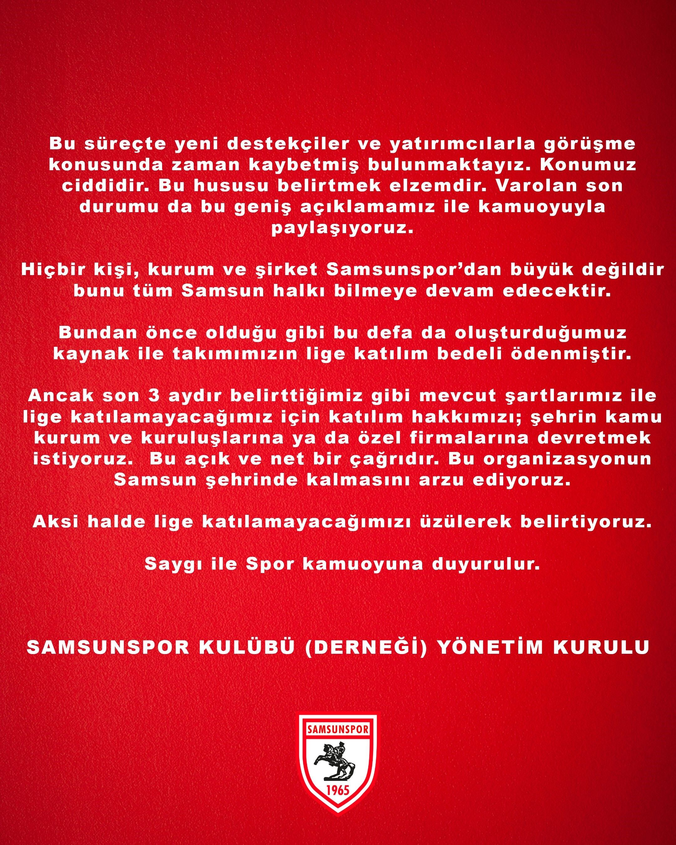 Samsunspor’dan Sampa’ya Tepki “Bizleri Şaşkınlık Içinde Bıraktı” (2)