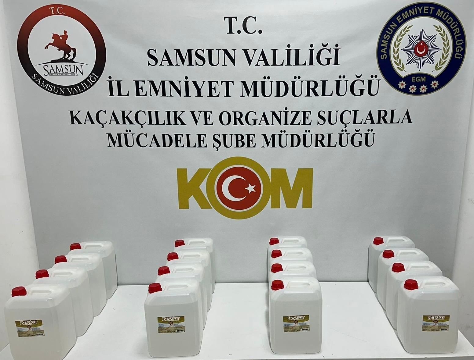 Samsun’da Kaçak Etil Alkol Operasyonu 80 Litre Ele Geçirildi (1)