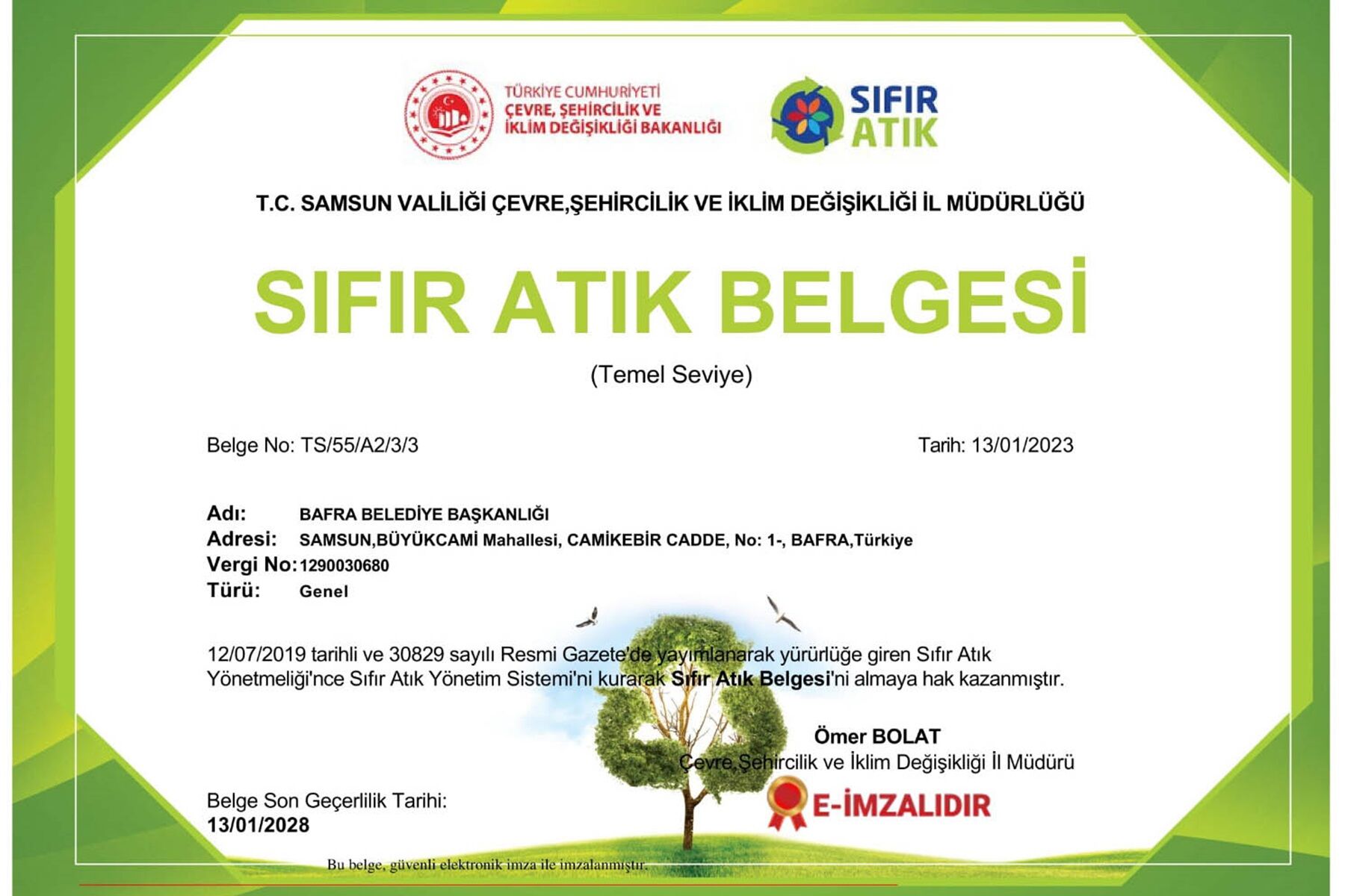 Bafra Sifir Atik Pi̇lot Bölgesi̇ İlan Edi̇ldi̇ (2)