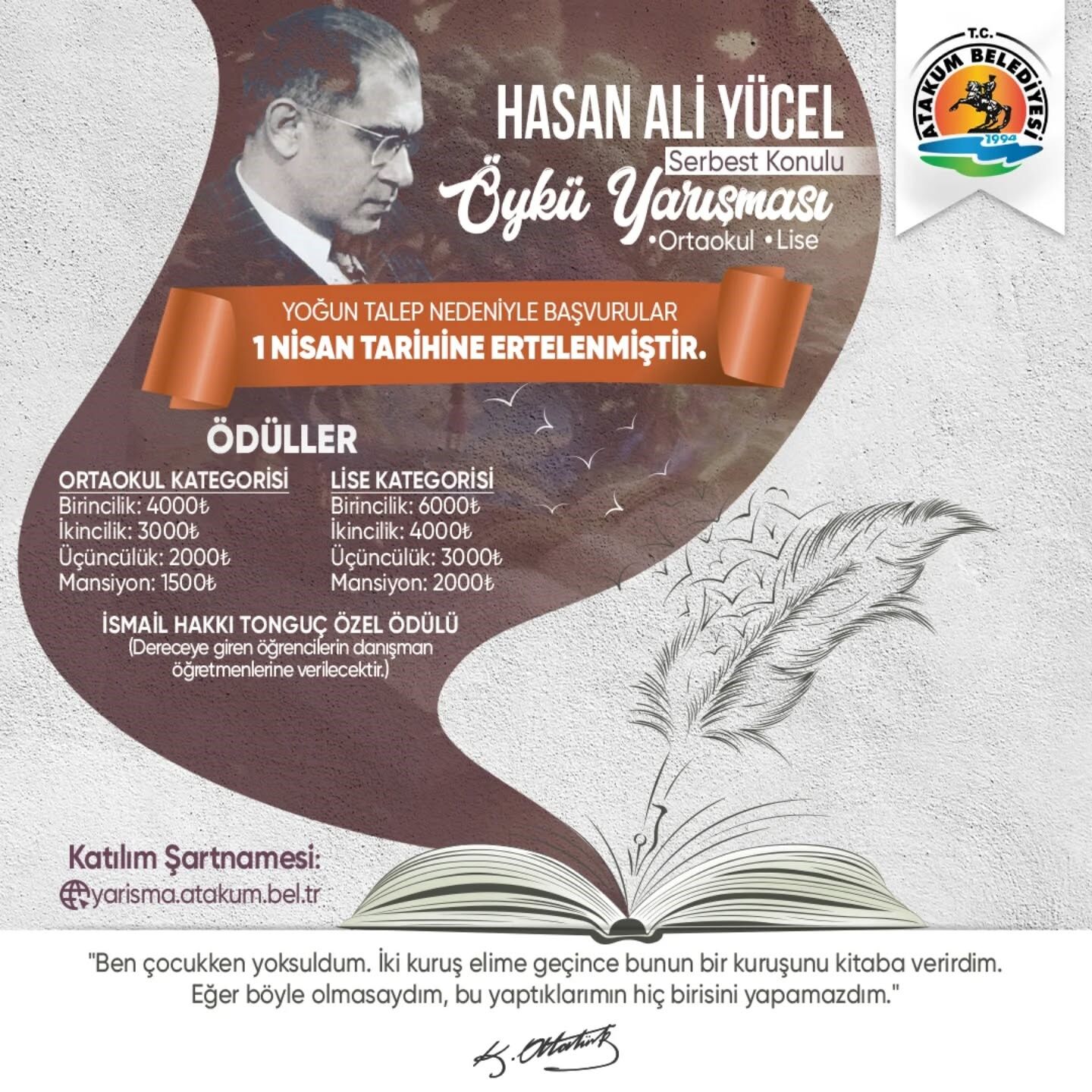 Samsun Atakum'da Öykü Yarışması Başvuru Süresi Uzatıldı
