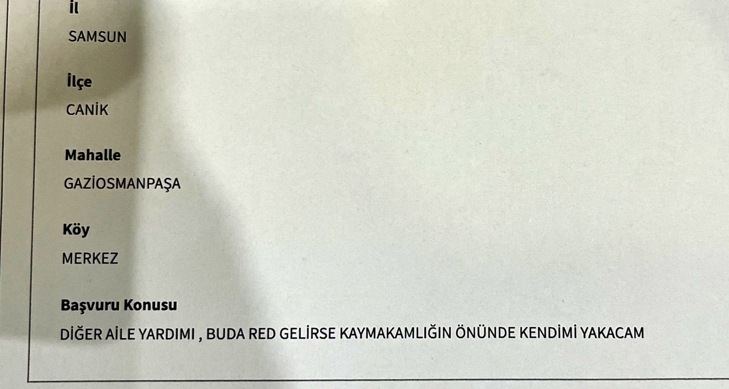 Samsun’da Kaymakamlığa Şantaj! Yardım Talebi Reddedildi 2
