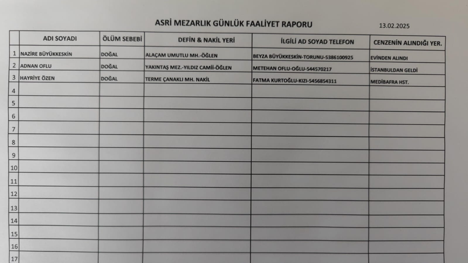 Vefat Ilanıı
