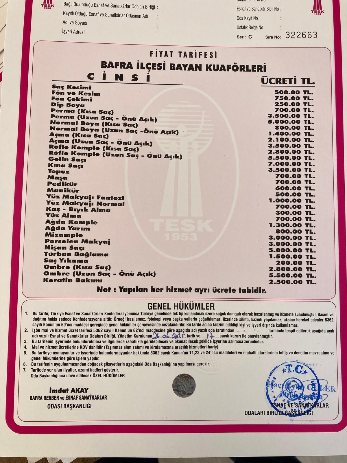 Bafra'da Berber Ve Kuaförlere Zam Ense Tıraşı 150 Lira (2)