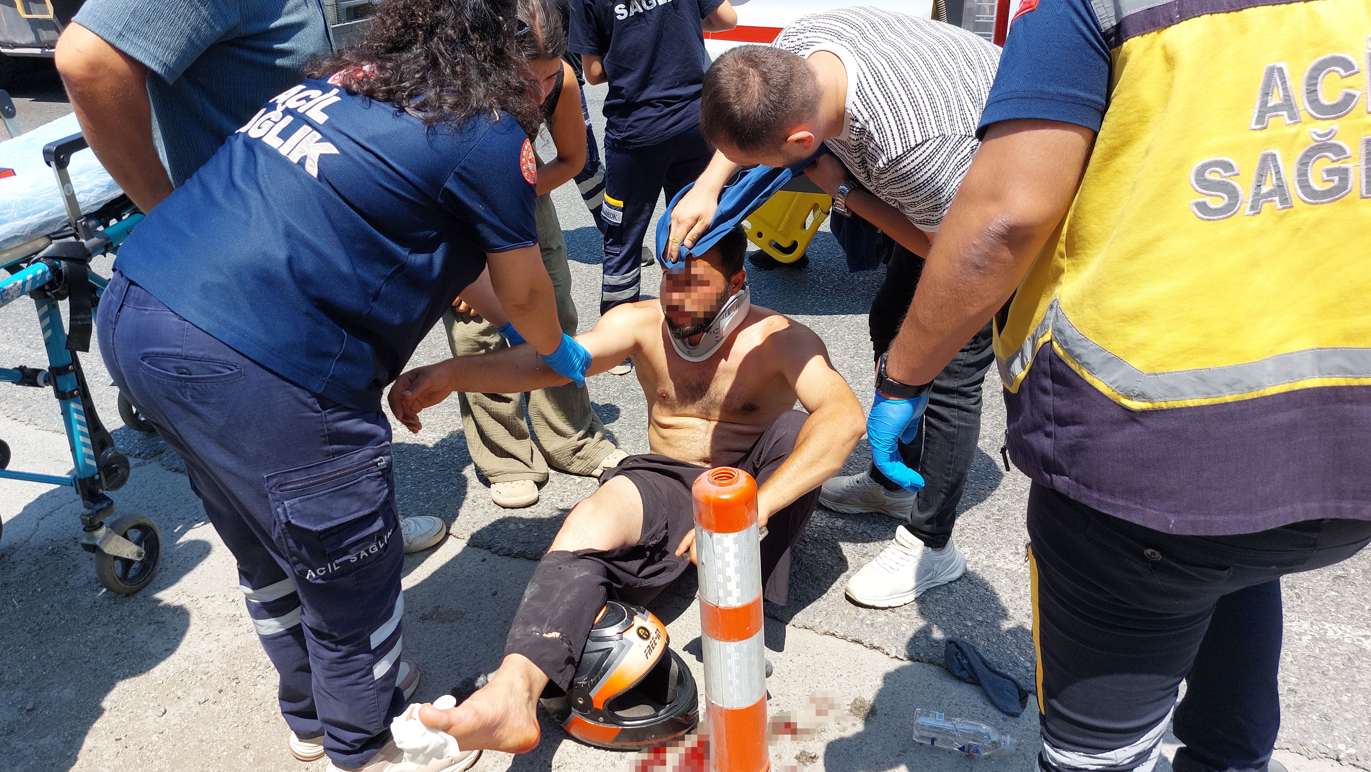 Samsun’da Motosiklet Ile Otomobil Çarpıştı2