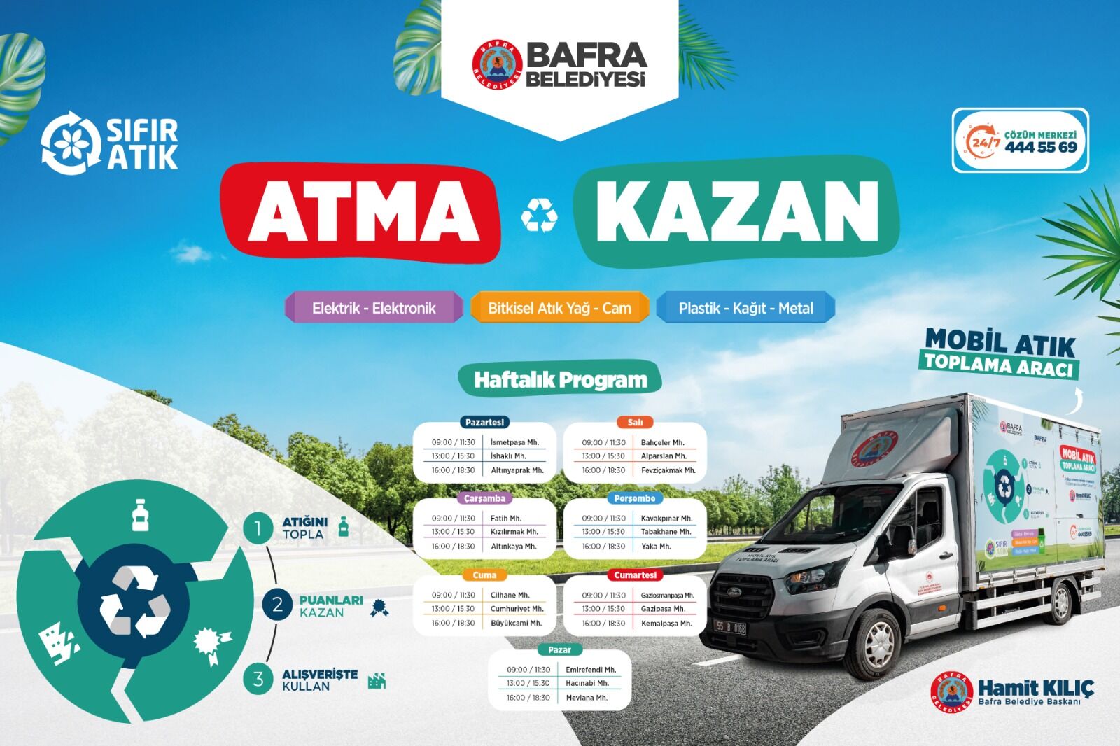 Bafra’da Kartlı Mobil Atık Getirme Aracı Hizmete (1)
