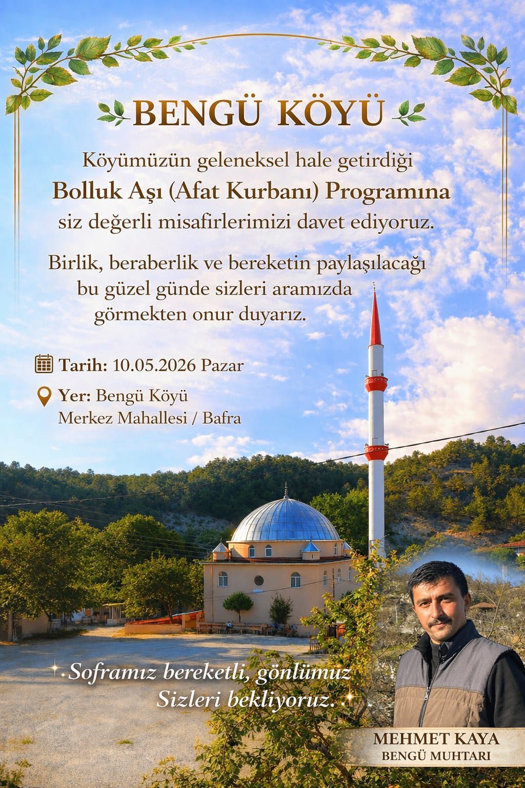 Bengü Köyü’nde Geleneksel Bolluk Aşı Programına Davet-1