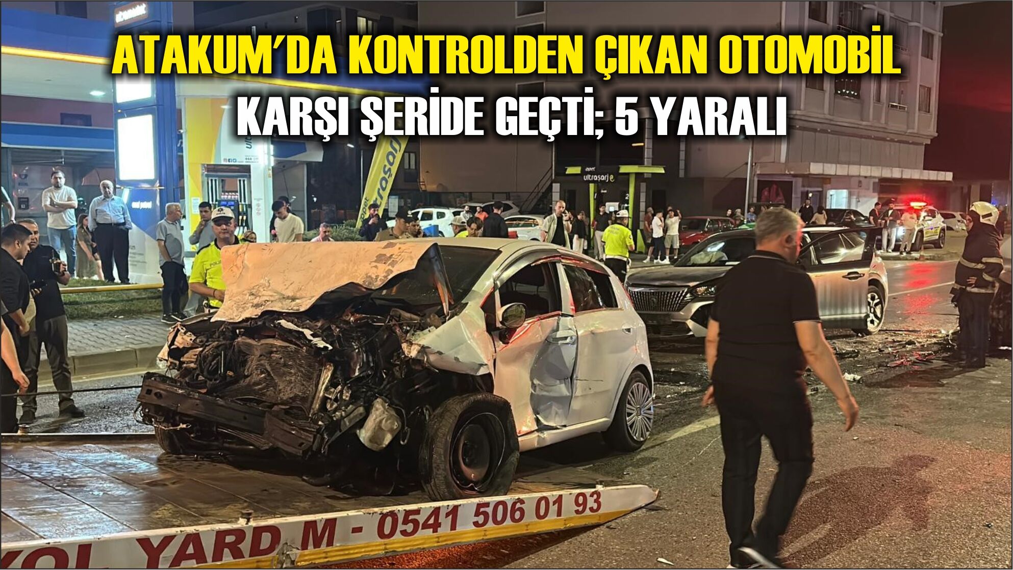 Atakum'da kontrolden çıkan otomobil karşı şeride geçti; 5 yaralı