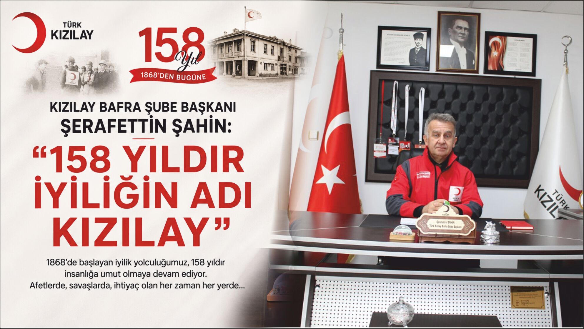 Başkan Şerafettin Şahin’den Türk Kızılayı’nın 158. Kuruluş Yıl Dönümü Mesajı