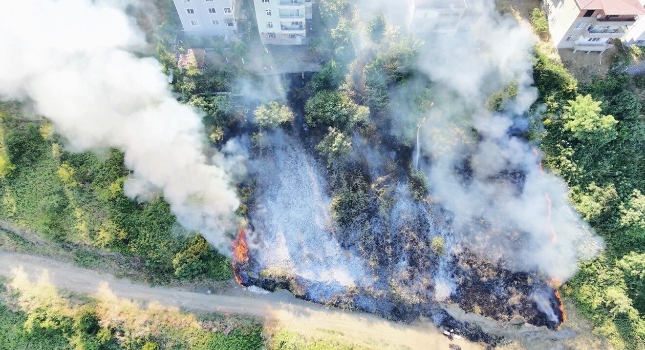 Canik'de Korkutan Anız Yangını (1)
