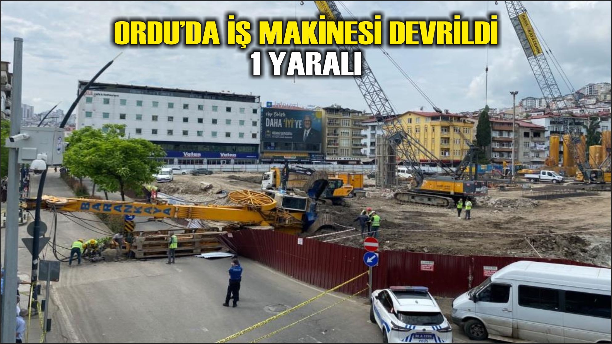 Ordu'da iş makinesi devrildi: 1 yaralı