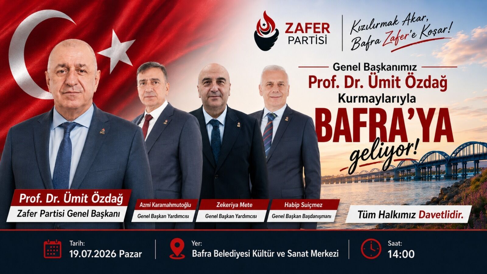 Ümit Özdağ 19 Temmuz'da Bafra'ya Geliyor