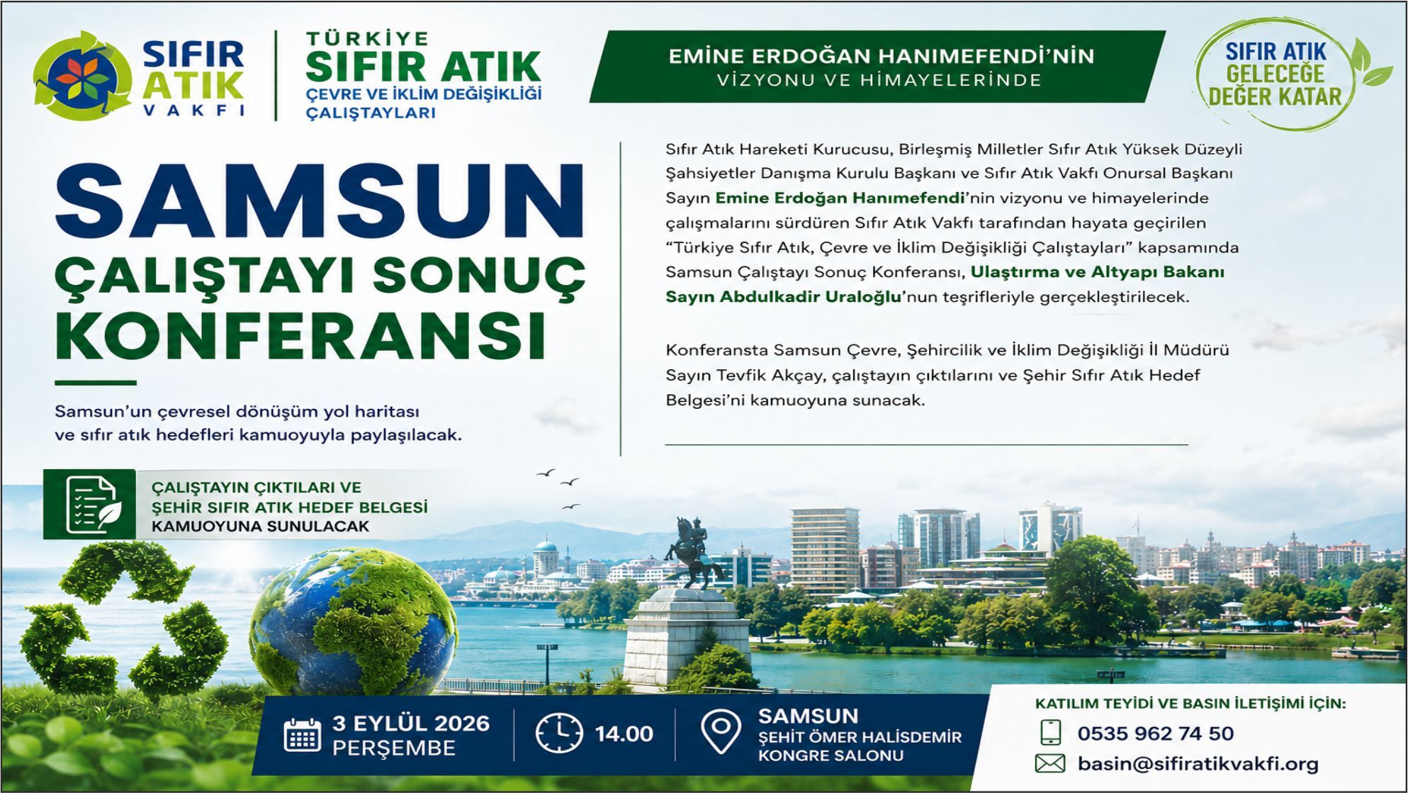 Samsun’da Sıfır Atık ve İklim Değişikliği İçin Yol Haritası Açıklanacak